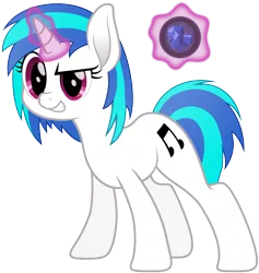 Size: 5349x5634 | Tagged: safe, artist:djdavid98, derpibooru import, vinyl scratch, pony, unicorn, absurd resolution, cutie mark, female, glowing horn, hooves, horn, levitation, magic, mare, movie accurate, simple background, smiling, solo, teeth, telekinesis, transparent background, vector