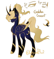 Size: 2768x3000 | Tagged: safe, artist:minelvi, derpibooru import, oc, oc:golden crescent, unofficial characters only, alicorn, pony, female, high res, mare, reference sheet, solo