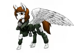 Size: 1000x707 | Tagged: safe, artist:darkhestur, derpibooru import, oc, oc:aerial aim, unofficial characters only, pegasus, pony, airforce, clothes, flight suit, military, solo, uniform