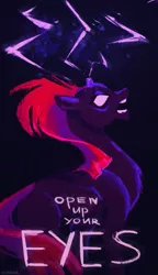 Size: 467x810 | Tagged: safe, artist:paulcoffin, derpibooru import, tempest shadow, unicorn, my little pony: the movie, broken horn, female, lightning, mare, open up your eyes, profile, solo