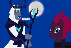 Size: 1500x1014 | Tagged: safe, artist:sergeant16bit, derpibooru import, storm king, tempest shadow, pony, unicorn, yeti, my little pony: the movie, animated, broken horn, cute, day, death, dialogue, digital, duo, duo male and female, gif, horn, life, moon, new student starfish, night, patrick star, spongebob squarepants, staff, staff of sacanas, storm king's emblem, stormabetes, sun, yin-yang