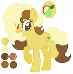 Size: 612x616 | Tagged: safe, artist:spidermanfan16, derpibooru import, oc, oc:pear apple, unofficial characters only, pony, cutie mark background, offspring, parent:grand pear, parent:granny smith, parents:pearsmith, reference sheet, solo