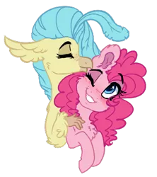 Size: 369x416 | Tagged: safe, artist:saphi-boo, derpibooru import, pinkie pie, princess skystar, classical hippogriff, hippogriff, pony, my little pony: the movie, female, lesbian, shipping, skypie