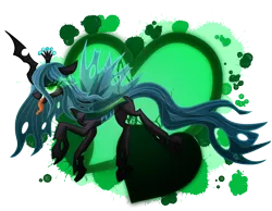 Size: 2700x2100 | Tagged: safe, artist:geraritydevillefort, derpibooru import, queen chrysalis, changeling, changeling queen, glowing eyes, looking at you, simple background, smiling, solo, sombra eyes, tongue out, transparent background