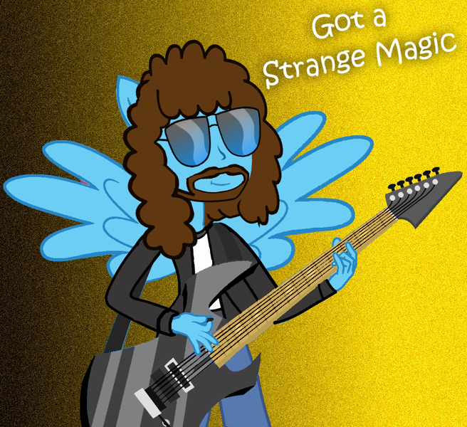 Size: 1079x987 | Tagged: safe, artist:grapefruitface1, derpibooru import, oc, ponified:jeff lynne, unofficial characters only, equestria girls, electric guitar, electric light orchestra, elo, equestria girls-ified, equestria light orchestra, facial hair, guitar, jeff lynne, music, musician, parody, ponied up, solo, song reference, strange magic, swag