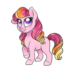 Size: 680x680 | Tagged: artist:carouselunique, cute, derpibooru import, female, filly, multicolored hair, multicolored mane, multicolored tail, next generation, oc, oc:honeycrisp blossom, offspring, one hoof raised, parent:big macintosh, parent:princess cadance, parents:cadmac, raised hoof, safe, simple background, solo, style emulation, transparent background, unofficial characters only
