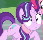 Size: 786x730 | Tagged: safe, derpibooru import, screencap, starlight glimmer, pony, unicorn, shadow play, solo focus, thousand yard stare