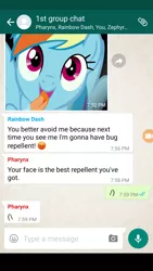 Size: 1440x2560 | Tagged: derpibooru import, group chat, meme, owned, pharynx, rainbow dash, roasted, safe, savage, text, texts from ponies, thorax, whatsapp, zephyr breeze