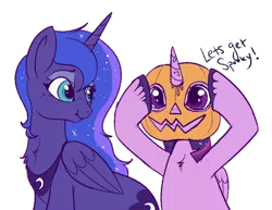 Size: 800x617 | Tagged: alicorn, artist:lulubell, cute, derpibooru import, female, halloween, holiday, jack-o-lantern, lesbian, princess luna, pumpkin, safe, shipping, simple background, transparent background, twiabetes, twilight sparkle, twilight sparkle (alicorn), twiluna