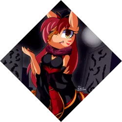 Size: 2000x2000 | Tagged: anthro, anthro oc, artist:dshou, clothes, costume, derpibooru import, female, jiangshi, mare, oc, oc:feather tip, safe, smiling, solo, unofficial characters only