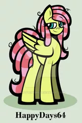 Size: 400x598 | Tagged: safe, artist:happydays64, derpibooru import, oc, oc:good vibrations, unofficial characters only, pony, magical lesbian spawn, offspring, parents:flutterhugger, solo