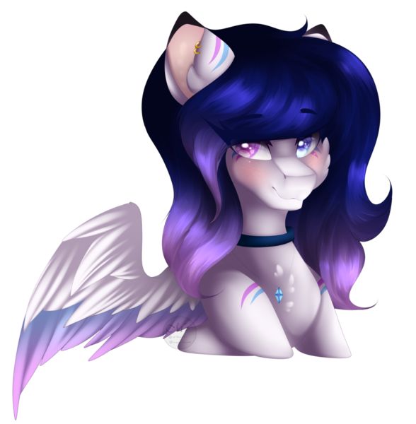 Size: 1024x1045 | Tagged: safe, artist:mauuwde, derpibooru import, oc, oc:heart light, unofficial characters only, pony, bust, colored wings, female, heterochromia, mare, multicolored wings, portrait, simple background, solo, transparent background