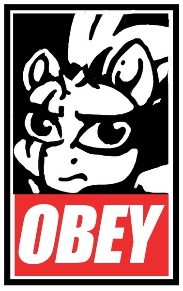 Size: 711x1128 | Tagged: artist:selenophile, art parody, derpibooru import, modern art, my little pony: the movie, obey, pop art, safe, tempest shadow