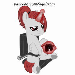 Size: 900x900 | Tagged: safe, artist:age3rcm, derpibooru import, oc, oc:miss final verse, unofficial characters only, unicorn, animated, controller, gaming, no sound, rage quit, scrunchy face, sitting, steam controller, webm
