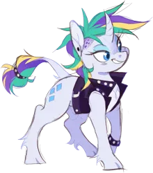 Size: 611x694 | Tagged: safe, artist:xenon, derpibooru import, rarity, pony, unicorn, alternate hairstyle, cloven hooves, curved horn, female, leonine tail, mare, punk, raripunk, simple background, solo, transparent background, unshorn fetlocks