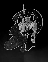 Size: 1836x2347 | Tagged: safe, artist:insanus.ad, derpibooru import, nightmare moon, alicorn, pony, armor, black and white, bust, female, grayscale, helmet, looking at you, mare, monochrome, portrait, solo, traditional art