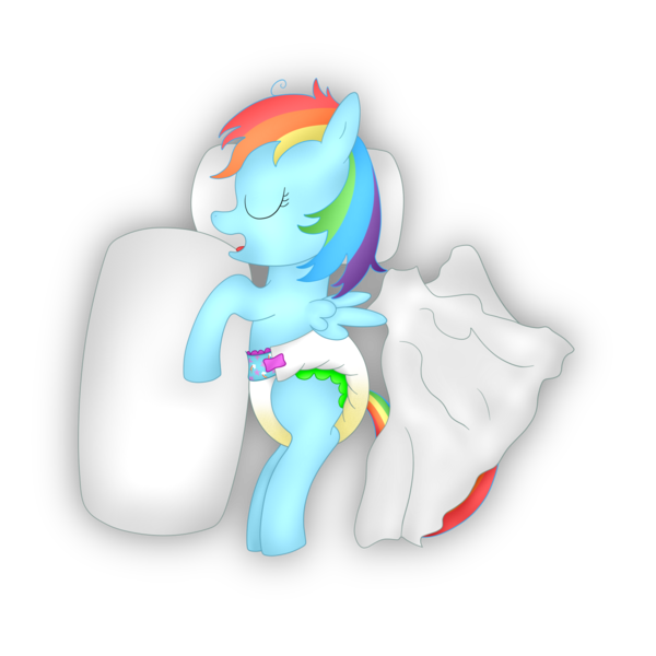 Size: 1700x1700 | Tagged: alternate version, artist:leadpie, derpibooru import, diaper, diaper fetish, fetish, pillow, questionable, rainbow dash, simple background, sleeping, solo, transparent background, urine, wet diaper