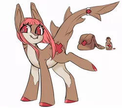 Size: 900x800 | Tagged: artist:spookybooart, colored hooves, cute, derpibooru import, female, nurse, oc, oc:nerita, original species, pink hair, reference sheet, safe, shark, shark pony, smiling, solo, tail band, unofficial characters only