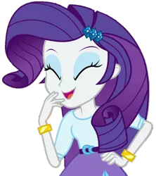 Size: 618x696 | Tagged: safe, artist:thebar, derpibooru import, rarity, dance magic, equestria girls, spoiler:eqg specials, belt, bracelet, cute, eyes closed, female, gem, jewelry, laughing, open mouth, raribetes, simple background, solo, transparent background