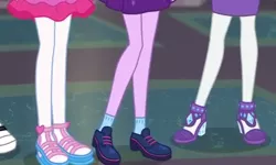 Size: 484x291 | Tagged: safe, derpibooru import, screencap, pinkie pie, rarity, sci-twi, twilight sparkle, equestria girls, equestria girls series, school of rock, clothes, cropped, legs, pantyhose, pictures of legs, shoes, socks