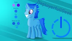 Size: 1920x1080 | Tagged: safe, artist:deployerfullgeek, derpibooru import, oc, oc:deployerfullgeek, unofficial characters only, pony, blue, original character do not steal, simple background, solo