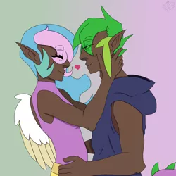 Size: 1688x1688 | Tagged: artist:moonakart13, artist:moonaknight13, clothes, crack shipping, dark skin, derpibooru import, dragon, eyes closed, female, gradient background, heart, human, humanized, lidded eyes, male, otp, pointed ears, princess celestia, safe, shipping, spike, spikelestia, straight