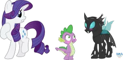 Size: 9404x4602 | Tagged: safe, artist:dnastudiobrony, derpibooru import, rarity, spike, thorax, dragon, pony, absurd resolution, blushing, gay, male, shipping, simple background, thoraxspike, transparent background