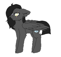 Size: 469x444 | Tagged: safe, artist:czywko, derpibooru import, oc, oc:dancing moonlight, unofficial characters only, pegasus, pony, animated, blind, blinking, bouncing, cheek fluff, chest fluff, commission, ear fluff, female, floppy ears, frown, gif, glare, gray, heterochromia, lidded eyes, mare, pagedoll, pixel art, scar, simple background, solo, transparent background