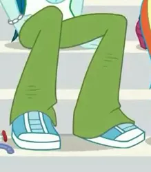 Size: 277x316 | Tagged: safe, derpibooru import, screencap, captain planet, a queen of clubs, equestria girls, equestria girls series, clothes, cropped, legs, pants, pictures of legs, shoes, sneakers