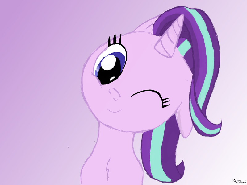 Size: 1000x750 | Tagged: safe, artist:jetronic, derpibooru import, starlight glimmer, pony, unicorn, female, gradient background, looking at you, mare, smiling, solo