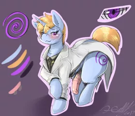 Size: 1161x1000 | Tagged: explicit, artist:maikasuke, derpibooru import, oc, oc:inertia, unofficial characters only, pony, femboy, horsecock, hypnotist, male, mottled genitals, nudity, penis, pixie cut, pocket watch, reference sheet, short tail, signature, solo, solo male, swirly eyes, waistcoat