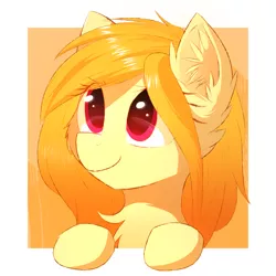 Size: 2500x2500 | Tagged: safe, artist:morningbullet, derpibooru import, oc, unofficial characters only, pony, bust, cheek fluff, chest fluff, cute, ear fluff, female, fluffy, looking up, mare, ocbetes, portrait, red eyes, smiling, solo