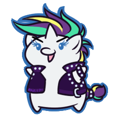 Size: 250x250 | Tagged: safe, artist:anzicorn, derpibooru import, rarity, pony, unicorn, it isn't the mane thing about you, alternate hairstyle, animated, chibi, cute, female, frame by frame, mare, punk, raribetes, raripunk, simple background, smiling, solo, squigglevision, transparent background
