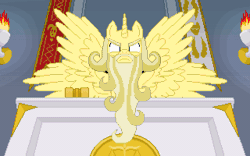 Size: 640x400 | Tagged: alicorn, animated, arch-alicorn, artist:herooftime1000, beard, courtroom, derpibooru import, facial hair, gavel, judge, multiple wings, oc, octavia in the underworld's cello, oc:the judge, pixel art, safe, seraph, seraphicorn, this will not end well, unofficial characters only