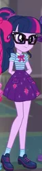 Size: 163x658 | Tagged: safe, derpibooru import, screencap, sci-twi, twilight sparkle, equestria girls, equestria girls series, school of rock, arm behind back, clothes, cropped, female, glasses, ponytail, shoes, skirt, smiling, socks, solo