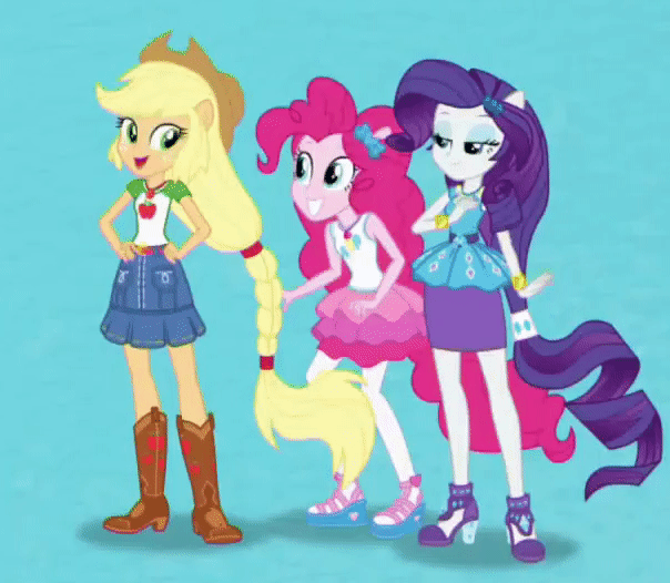 Size: 604x526 | Tagged: safe, derpibooru import, screencap, applejack, pinkie pie, rarity, equestria girls, equestria girls series, abstract background, animated, boots, carrying, clothes, confetti, cowboy boots, cute, eyeshadow, female, frown, gif, grin, happy, high heels, jackabetes, jumping, lidded eyes, looking at you, makeup, pantyhose, piggyback ride, ponied up, shoes, sideways glance, smiling, squee, surprised, trio, unamused, wide eyes