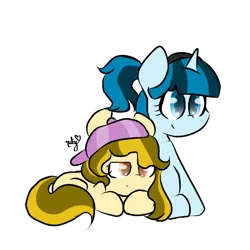 Size: 768x768 | Tagged: safe, artist:naty7913, derpibooru import, oc, oc:blue jay, oc:hay bale, unofficial characters only, pony, unicorn, female, mare, prone, simple background, transparent background