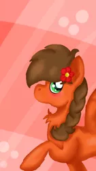 Size: 450x800 | Tagged: safe, artist:euspuche, derpibooru import, oc, oc:solar chaser, unofficial characters only, pegasus, pony, blushing, cute, female, flower, flower in hair, fluffy, gift art, simple background, solo, wallpaper