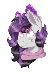 Size: 891x1200 | Tagged: safe, artist:person8149, derpibooru import, oc, oc:alex, unofficial characters only, pony, bust, clothes, crystal horn, geode pony, portrait, scarf, simple background, solo, transparent background