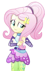 Size: 5366x8212 | Tagged: safe, artist:illumnious, derpibooru import, fluttershy, equestria girls, friendship games, absurd resolution, adobe illustrator, alternate hairstyle, clothes, female, shading, simple background, smiling, solo, transparent background, updated, vector