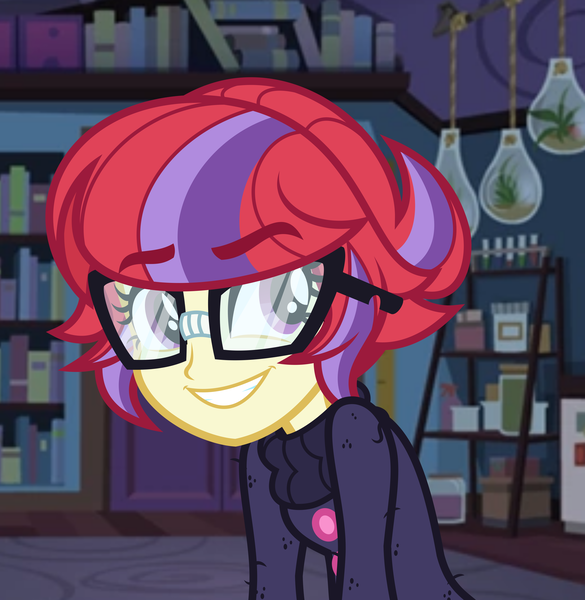 Size: 4000x4102 | Tagged: safe, artist:orin331, derpibooru import, moondancer, dancerverse, equestria girls, alternate hairstyle, alternate universe, clothes, equestria girls-ified, female, glasses, short hair, smiling, solo