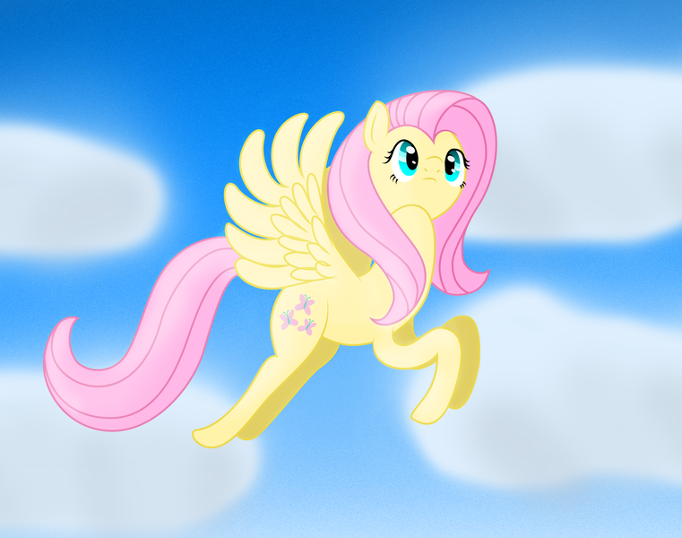 Size: 4355x3435 | Tagged: alternate version, artist:mfg637, derpibooru import, fluttershy, flying, safe, sky, solo