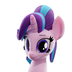 Size: 1500x1500 | Tagged: safe, artist:galawaille, derpibooru import, starlight glimmer, pony, unicorn, 3d, blender, bust, cute, female, glimmerbetes, looking at you, mare, portrait, simple background, smiling, solo, transparent background