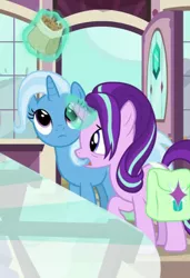 Size: 717x1047 | Tagged: safe, derpibooru import, screencap, starlight glimmer, trixie, all bottled up, cinnamon nuts, food