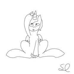 Size: 1016x1016 | Tagged: alicorn, artist:sketchlines, confused, derpibooru import, dracony, hybrid, oc, oc:electrical note, safe, tapping, unofficial characters only