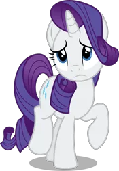 Size: 7099x10126 | Tagged: safe, artist:chrzanek97, derpibooru import, rarity, pony, unicorn, the saddle row review, .svg available, absurd resolution, female, mare, raised hoof, sad, simple background, solo, transparent background, vector
