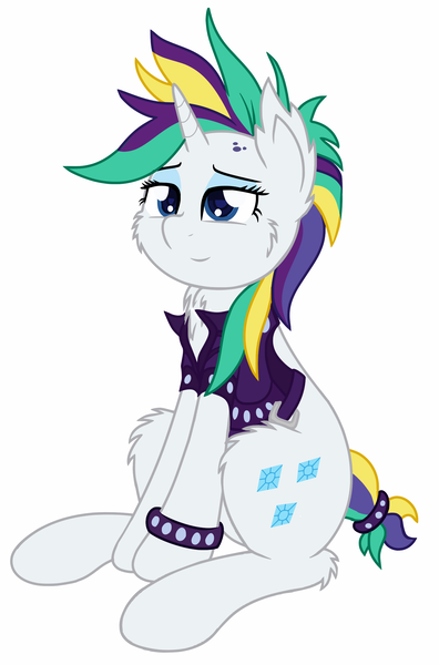 Size: 1775x2690 | Tagged: safe, artist:starstridepony, derpibooru import, rarity, pony, unicorn, alternate hairstyle, cheek fluff, chest fluff, cute, female, leg fluff, legitimately amazing mspaint, mare, ms paint, punk, raripunk, simple background, white background