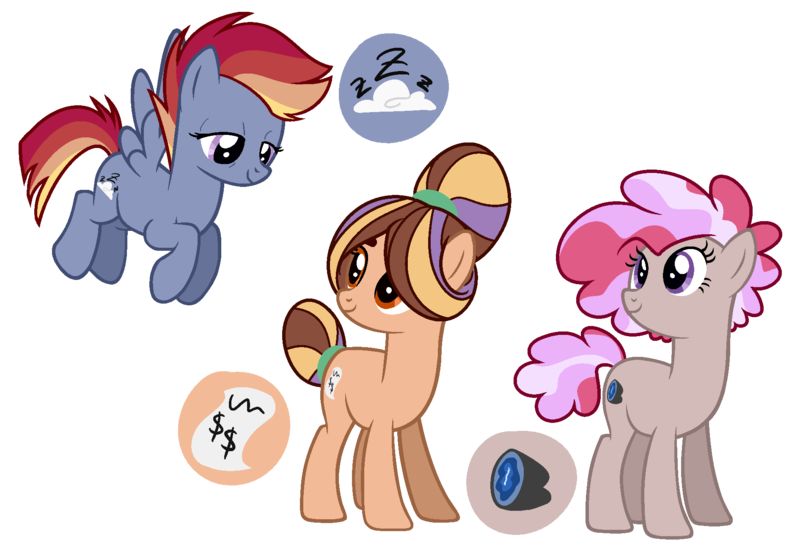 Size: 1891x1296 | Tagged: safe, artist:zomnicsadopt, derpibooru import, oc, unofficial characters only, earth pony, pegasus, pony, female, half-siblings, magical lesbian spawn, mare, offspring, parent:applejack, parent:moondancer, parent:pinkie pie, parent:rainbow dash, parents:appledancer, parents:pinkiedancer, parents:rainbowdancer