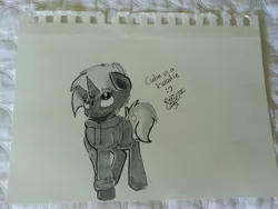 Size: 3264x2448 | Tagged: safe, artist:beardie, derpibooru import, oc, oc:jai heart, unofficial characters only, pony, unicorn, clothes, colt, hoodie, male, solo, traditional art