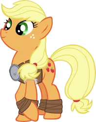 Size: 4375x5566 | Tagged: safe, artist:ironm17, derpibooru import, applejack, rockhoof, earth pony, pony, absurd resolution, clothes, female, mare, simple background, smiling, solo, transparent background, vector